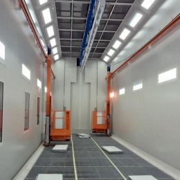 Installed access platforms in spray booth